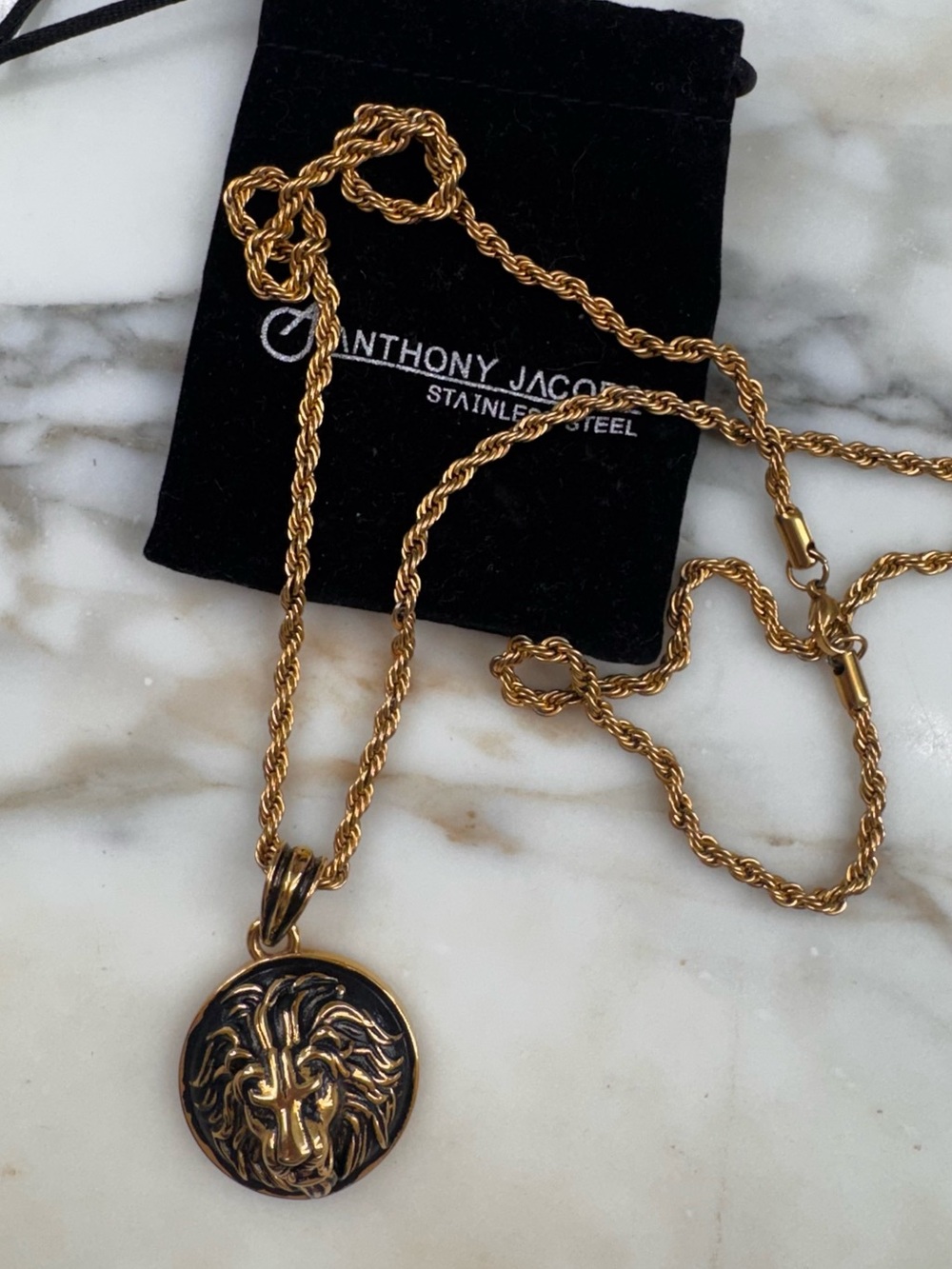 Anthony Jacob Gold-Tone Lion Pendant Necklace